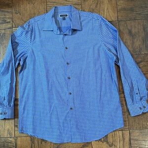 Club Room XL Blue Patterned Men's Dress Shirt